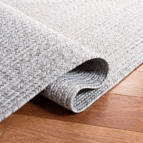 SAFAVIEH Braided Collection 2'3" x 6' Silver/Grey BRD315F Handmade Country Cottage Reversible Runner Rug in Saudi Arabia