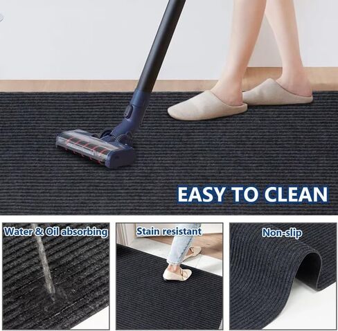 Hallway Runner Rug, Non-Slip Waterproof Area Runner Rugs, Indoor/Outdoor Carpet Runners, 2FT x 6FT, Grey Stripe in Saudi Arabia