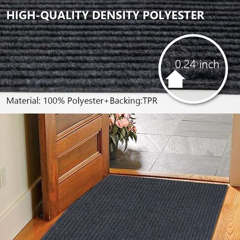 Hallway Runner Rug, Non-Slip Waterproof Area Runner Rugs, Indoor/Outdoor Carpet Runners, 2FT x 6FT, Grey Stripe in Saudi Arabia
