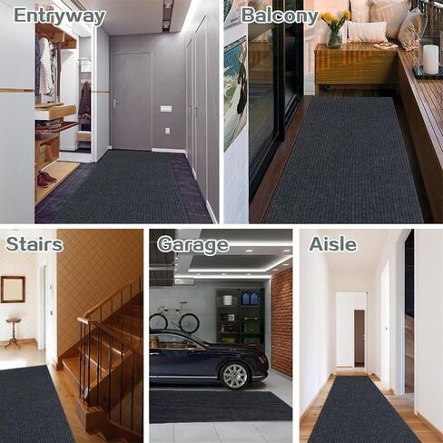 Hallway Runner Rug, Non-Slip Waterproof Area Runner Rugs, Indoor/Outdoor Carpet Runners, 2FT x 6FT, Grey Stripe in Saudi Arabia