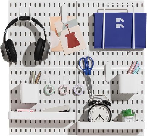 Keepo Pegboard Combination Kit, Pegboards and Accessories Modular Hanging for Wall Organizer, Crafts Organization, Ornaments Display, Nursery Storage, Peg Board (White, 33″×22″) in Saudi Arabia