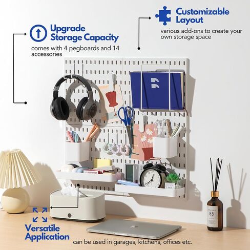 Keepo Pegboard Combination Kit, Pegboards and Accessories Modular Hanging for Wall Organizer, Crafts Organization, Ornaments Display, Nursery Storage, Peg Board (White, 33″×22″) in Saudi Arabia