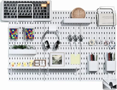 Keepo Pegboard Combination Kit, Pegboards and Accessories Modular Hanging for Wall Organizer, Crafts Organization, Ornaments Display, Nursery Storage, Peg Board (White, 33″×22″) in Saudi Arabia