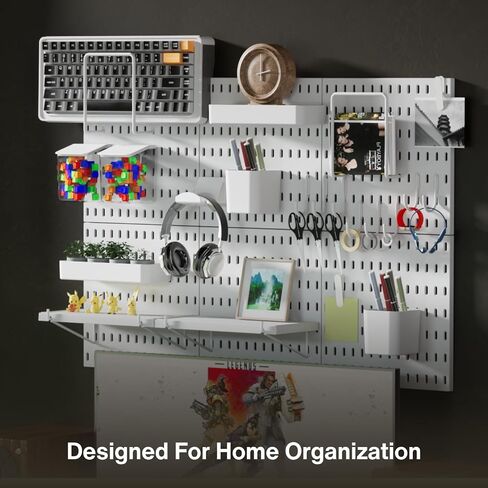 Keepo Pegboard Combination Kit, Pegboards and Accessories Modular Hanging for Wall Organizer, Crafts Organization, Ornaments Display, Nursery Storage, Peg Board (White, 33″×22″) in Saudi Arabia