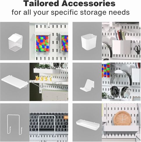 Keepo Pegboard Combination Kit, Pegboards and Accessories Modular Hanging for Wall Organizer, Crafts Organization, Ornaments Display, Nursery Storage, Peg Board (White, 33″×22″) in Saudi Arabia