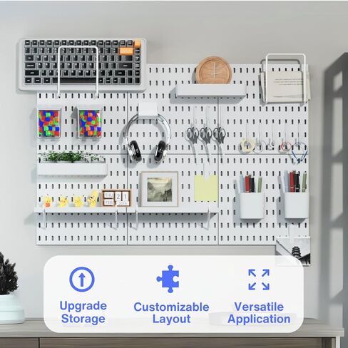 Keepo Pegboard Combination Kit, Pegboards and Accessories Modular Hanging for Wall Organizer, Crafts Organization, Ornaments Display, Nursery Storage, Peg Board (White, 33″×22″) in Saudi Arabia