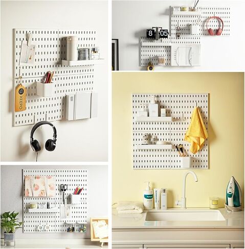 Keepo Pegboard Combination Kit, Pegboards and Accessories Modular Hanging for Wall Organizer, Crafts Organization, Ornaments Display, Nursery Storage, Peg Board (White, 33″×22″) in Saudi Arabia