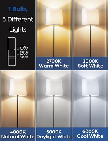 Adjustable Light Bulb, 100W Equivalent, 5CCT A19 LED Light Bulb, E26 Base, 2700K 3000K 4000K 5000K 6000K, 1200LM, 13W E26 Medium Base Standard Light Bulb for Bedroom, Living Room, 4 Pack in Saudi Arabia