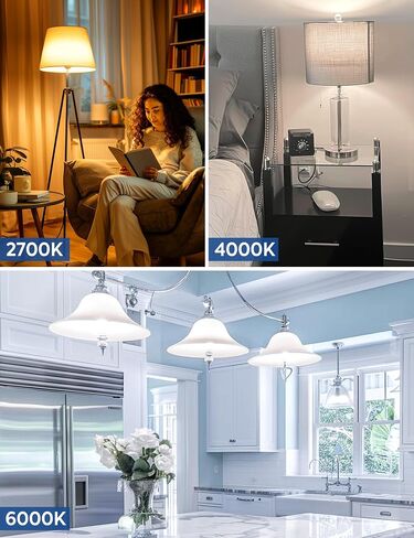 Adjustable Light Bulb, 100W Equivalent, 5CCT A19 LED Light Bulb, E26 Base, 2700K 3000K 4000K 5000K 6000K, 1200LM, 13W E26 Medium Base Standard Light Bulb for Bedroom, Living Room, 4 Pack in Saudi Arabia