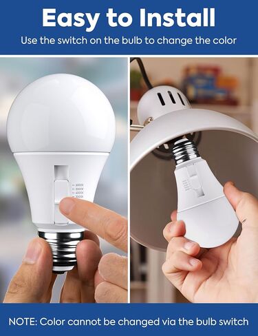 Adjustable Light Bulb, 100W Equivalent, 5CCT A19 LED Light Bulb, E26 Base, 2700K 3000K 4000K 5000K 6000K, 1200LM, 13W E26 Medium Base Standard Light Bulb for Bedroom, Living Room, 4 Pack in Saudi Arabia
