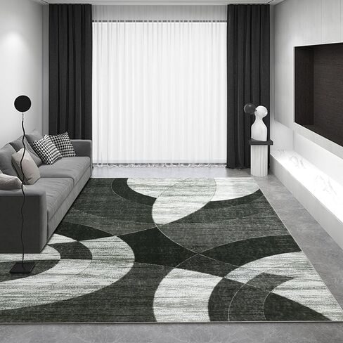 HOMBYS 10X14ft سجادة منطقة دوائر مجردة لغرفة المعيشة وغرفة النوم، سجادة أرضية كبيرة حديثة للمكتب الداخلي وغرفة الطعام ومناطق المرور العالية، ديكور منزلي معاصر، يمكن غسله في الغسالة in Saudi Arabia