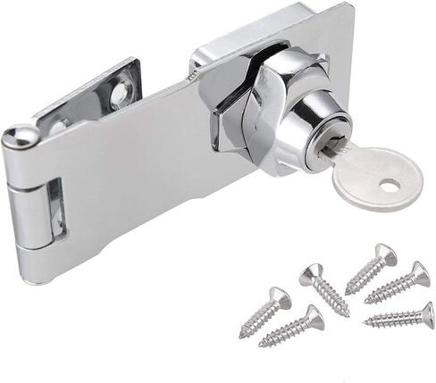 Hasp Latch Lock with Keys, HLOMVE Bifold Hinge Hasp Lock for Cabinet, Closet Lock, Shed Locking Hasp, Chrome Plated Small Size in Saudi Arabia