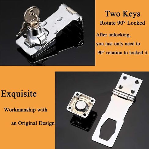 Hasp Latch Lock with Keys, HLOMVE Bifold Hinge Hasp Lock for Cabinet, Closet Lock, Shed Locking Hasp, Chrome Plated Small Size in Saudi Arabia