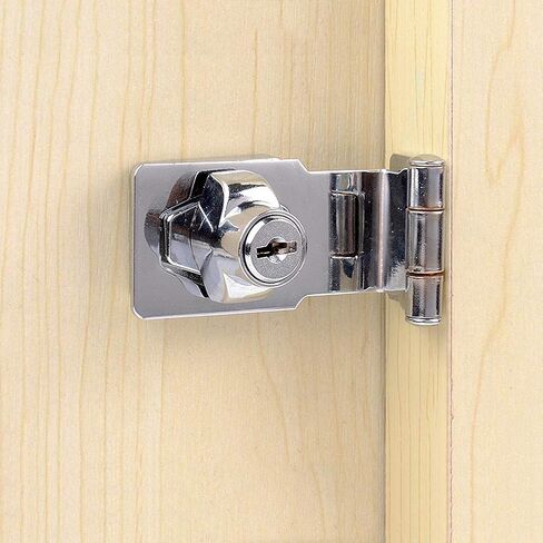 Hasp Latch Lock with Keys, HLOMVE Bifold Hinge Hasp Lock for Cabinet, Closet Lock, Shed Locking Hasp, Chrome Plated Small Size in Saudi Arabia