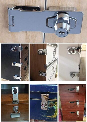 Hasp Latch Lock with Keys, HLOMVE Bifold Hinge Hasp Lock for Cabinet, Closet Lock, Shed Locking Hasp, Chrome Plated Small Size in Saudi Arabia