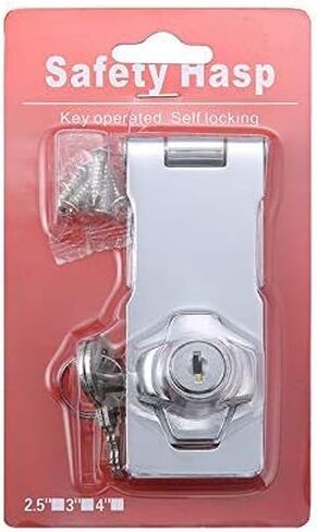 Hasp Latch Lock with Keys, HLOMVE Bifold Hinge Hasp Lock for Cabinet, Closet Lock, Shed Locking Hasp, Chrome Plated Small Size in Saudi Arabia