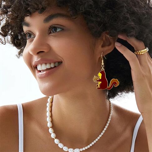 coadipress Fun Squirrel Pine Cone Earrings for Women Girls Funny Gold Plated Asymmetrical Animal Squirrel Nut Food Dangle Drop Charm Earrings Squirrel Lovers Gifts Jewelry in Saudi Arabia