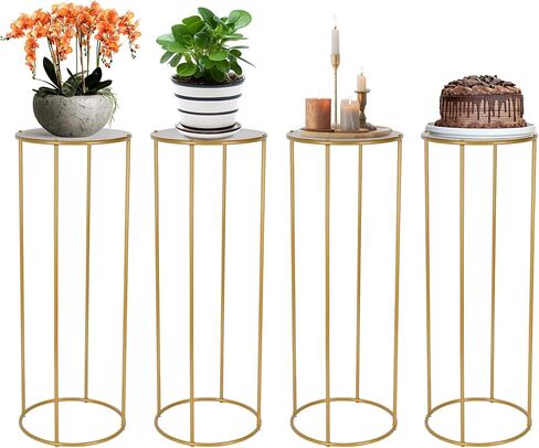 4pcs Gold Wedding Flower Stand, 31 Inch Metal Wedding Floral Stand, Golden Flower Holder for Wedding Table Centerpieces, Tall Column Floral Rack Floor Display for Banquet Ceremony Birthday Decor in Kuwait