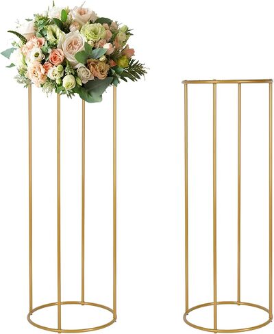 4pcs Gold Wedding Flower Stand, 31 Inch Metal Wedding Floral Stand, Golden Flower Holder for Wedding Table Centerpieces, Tall Column Floral Rack Floor Display for Banquet Ceremony Birthday Decor in Kuwait