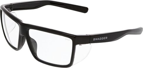 MCR Safety SR210 Swagger SR2 Series Safety Glasses with Thermo Plastic Rubber Nose Pads and Detachable Side Shields, Black Frame, Clear Lens in Saudi Arabia