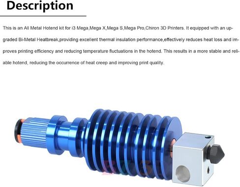 مجموعة I3 Mega All Metal Hotend، ترقية كسر الحرارة ثنائي المعدن، كتلة سخان من الألومنيوم، فوهة نحاسية V6 0.4 مم لـ I3 Mega، Mega X، Mega S، Mega Pro، Chiron 3D Printer Extruder V5 Print Head Hotend. in Kuwait