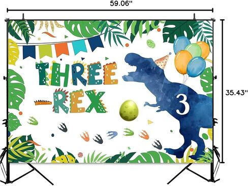 sensfun ديناصور ثلاثة ريكس خلفية عيد ميلاد للصبي سعيد عيد ميلاد 3 التصوير الفوتوغرافي خلفية الغابة الخضراء 3 سنوات من العمر زينة الحفلات لوازم راية صور استوديو الدعائم 7x5ft in Kuwait