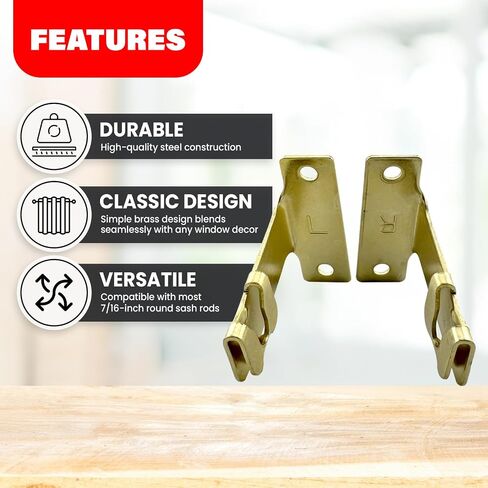 Amazing Drapery Hardware 7/16 Inch Brass Round Sash Rod Brackets with Matching Screws - 1 Pair in Saudi Arabia
