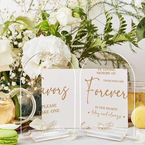 Pigort 2pcs Wedding Signs for Ceremony and Reception,Modern Wedding Signage, Guest Book Sign, Cards and Gifts Sign for Wedding, Wedding Reception Signs Acrylic 5x7 Inch (Brown 2) in Saudi Arabia