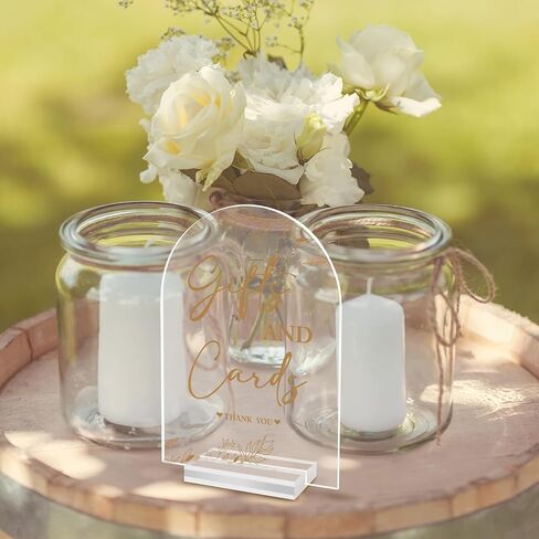 Pigort 2pcs Wedding Signs for Ceremony and Reception,Modern Wedding Signage, Guest Book Sign, Cards and Gifts Sign for Wedding, Wedding Reception Signs Acrylic 5x7 Inch (Brown 2) in Saudi Arabia