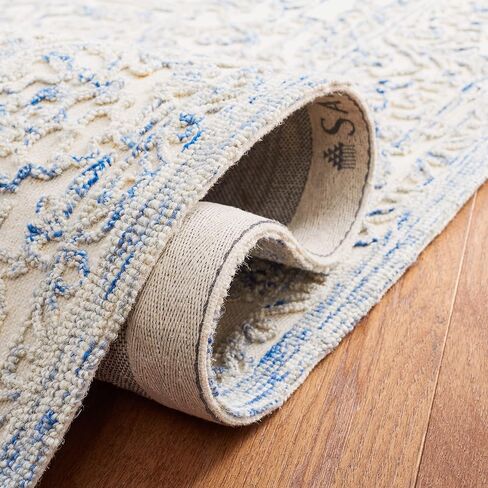 MARTHA STEWART x SAFAVIEH 8' x 10' عاجي/أزرق MSR3532M سجادة منطقة الصوف المعاصرة المصنوعة يدويًا in Kuwait