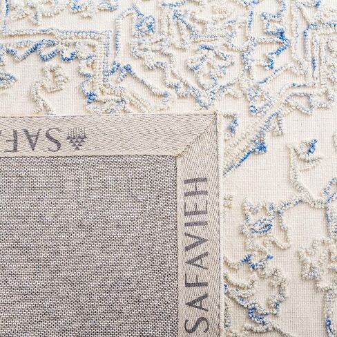 MARTHA STEWART x SAFAVIEH 8' x 10' عاجي/أزرق MSR3532M سجادة منطقة الصوف المعاصرة المصنوعة يدويًا in Kuwait