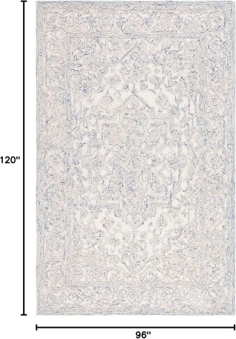 MARTHA STEWART x SAFAVIEH 8' x 10' عاجي/أزرق MSR3532M سجادة منطقة الصوف المعاصرة المصنوعة يدويًا in Kuwait