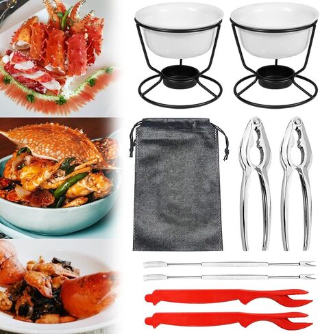 Crab Leg Cracker Tool Butter Warmers for Seafood Crab Leg Crackers Crab Lobster Butter Ceramic Warmers Set for Seafood Crab Crackers and Tools (15PCS) in Saudi Arabia