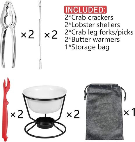 Crab Leg Cracker Tool Butter Warmers for Seafood Crab Leg Crackers Crab Lobster Butter Ceramic Warmers Set for Seafood Crab Crackers and Tools (15PCS) in Saudi Arabia