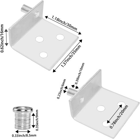 Aifeier ET 2 Sets Pivot Hinges Stainless Steel Silver Heavy Duty Concealed Shaft Door Hinges with Bushing for Wood Doors, Drawers, Furniture Cabinets, Wardrobe, Showcase, etc in Kuwait