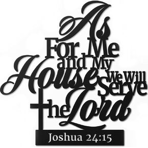SantaFanta As For Me And My House Wall Sign Metal Bible Verses Wall Decor As For Me And My House Christian Wall Sculpture Art Hanging Ornament 17"x13" Home Hallway Kitchen, Bathroom, Bedroom(Black)