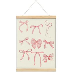 foedor Coquette Pink Bow Preppy Girly Wall Art Poster Hanger Frame,Coquette Preppy Room Decor,Girly Bedroom Decor,Trendy Pink Bow Wall Decor Posters for Girls Room Dorm,12x16 Inch