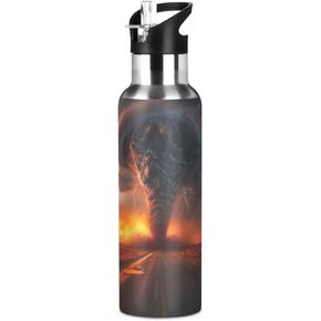 Lightning Tornado Water Bottle with Straw Lid for Fitness Gym Camping Outdoor Sports, Wide Mouth Vacuum Insulated 18/8 Stainless Steel, 22oz#280
