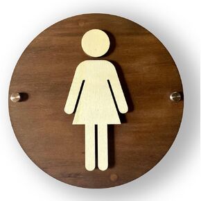 Bathroom Signs Wooden (Black w/Acrylic Woman)