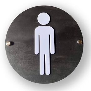 Bathroom Signs Wooden (Black w/Acrylic Woman)