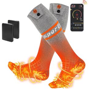 Heated Socks for Men Women APP Control Electric Heating Socks 7000mAh Rechargeable Battery Heate Thermal Socks for Winter Camping Fishing Cycling Skiing Hunting Hiking