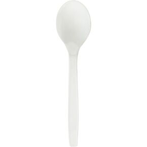 Bluesky Trading Kitchen Selection, White Deluxe Soup Spoons - Pack Of 50 - Classic & Disposable Plastic Cutlery, Perfect for Birthday Parties, BBQs, Home & Catering Events