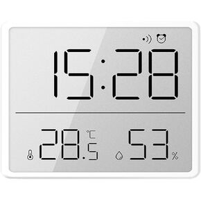 Digital Wall Clock Digital Wall Clock Large Display, Date & Temperature Humidity Sensing Perfect for Home and Office Use Battery Operated, Size:Approx.9.3x7.3x1.5cm, White8218