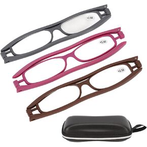 نظارات قراءة نحيفة من Yinhing، 3 قطع قارئات جيب قابلة للدوران 360 درجة لكبار السن من الرجال والنساء، مع حقيبة in Kuwait