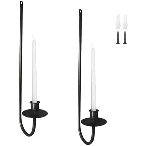 Metal Wall Candle Sconces Set of 2, Modern Fashion Black Wall Mount Hanging Candle Holder for Dining Room, Farmhouse, Fireplace, Hallway, Wedding, Living Room Hanging Candle Holder