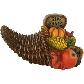 Northlight Fall Harvest Give Thanks Cornucopia Decoration, 8.5", Brown