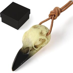 Halloween Raven Skull, Gothic Raven Skull Decor Statue Animal Skull, Fake Bone Crow Decor Raven Costumes Cosplay, Bird Skeleton Viking Necklace Head Jewelry Pendant, Witchy Gift for Home Wall Decor