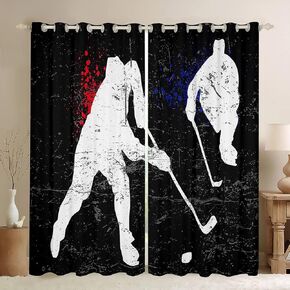 ستارة لاعب الهوكي هوكي الجليد ستائر النوافذ المظلمة لغرفة النوم، ستائر تعتيم للحدث الرياضي الشتوي (30%-50%)) معالجات نوافذ الهوكي الشرير ديكور ملعب الهوكي (لوحتان، 38 × 54 بوصة) in Kuwait