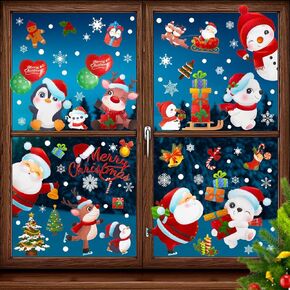 Christmas Window Clings for Glass - 168Pcs Christmas Winter Snowflake Window Clings Stickers, Christmas Decorations Indoor for Home Office - Winter Xmas Holiday Decor