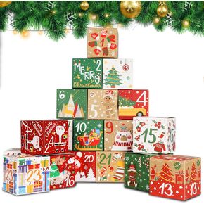 OurWarm Christmas Advent Calendar Boxes 2024, 24 Days Christmas Countdown Calendar Cardboard Number Gift Boxes Countdown to Christmas Empty Advent Calendar Candy Box for Adult Kids Xmas Holiday Decor